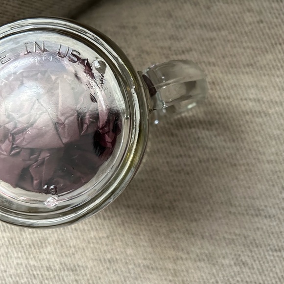 Libby Frosted Pines Glass mug, made in USA, gold tone rim, white, grey, clear - Picture 6 of 8